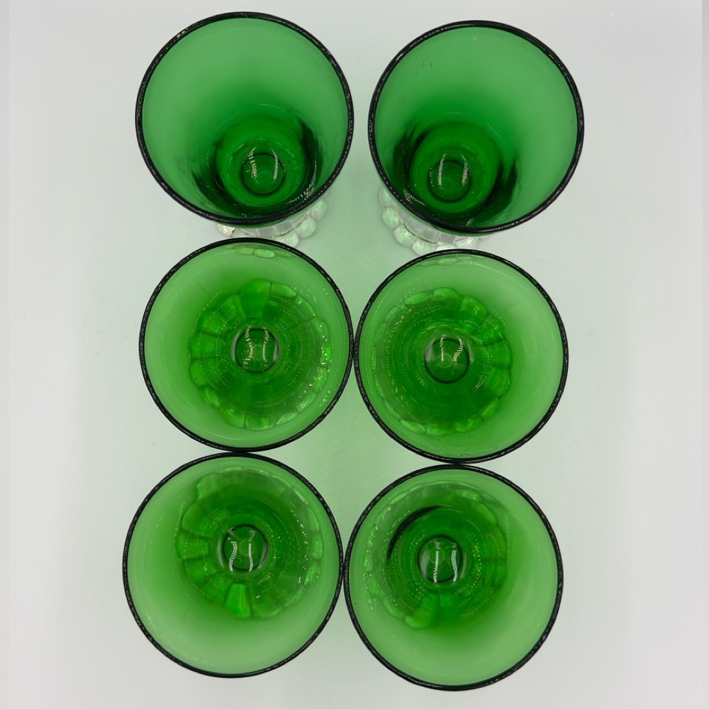 Vintage MCM Anchor Hocking Emerald Green “Burple" Glasses Set of 6 - Picture 4 of 13